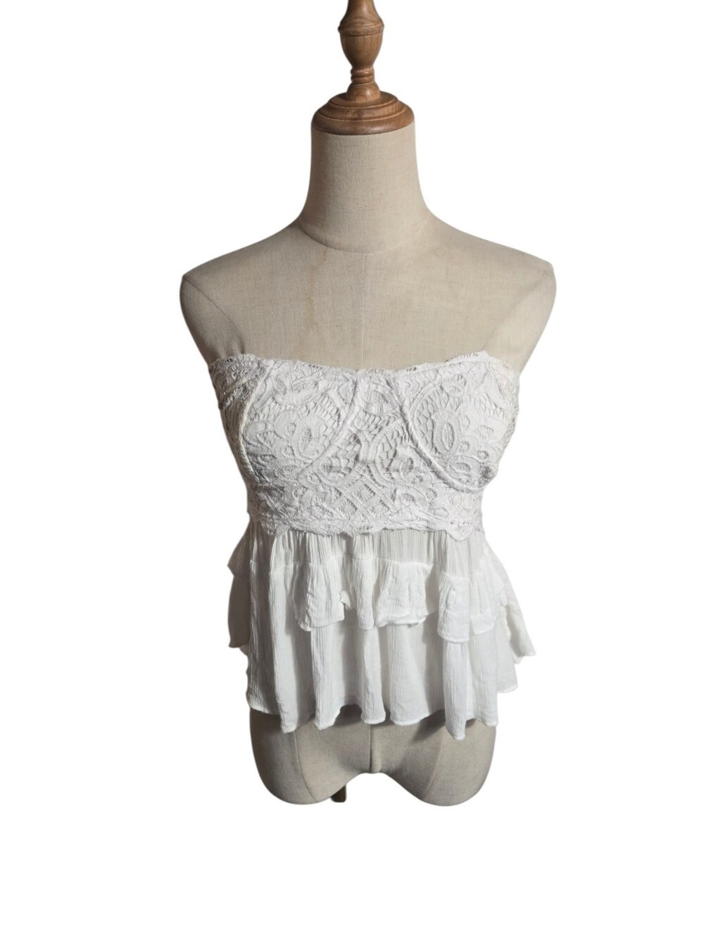Free People Strapless White Crochet Peplum Women’s Top